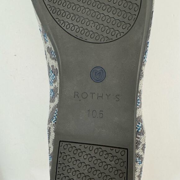 Rothy's The Flat Spotted Gray Blue Rounded Toe Slip-On Ballet Flats 10.5 - Picture 13 of 13